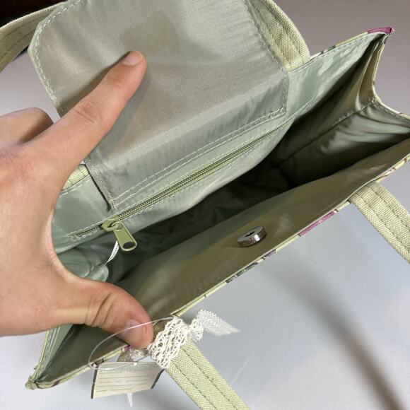 Vintage Stein Mart Wine Canvas Embellished Rhinestone Shoulder Bag Purse Green - Picture 13 of 13